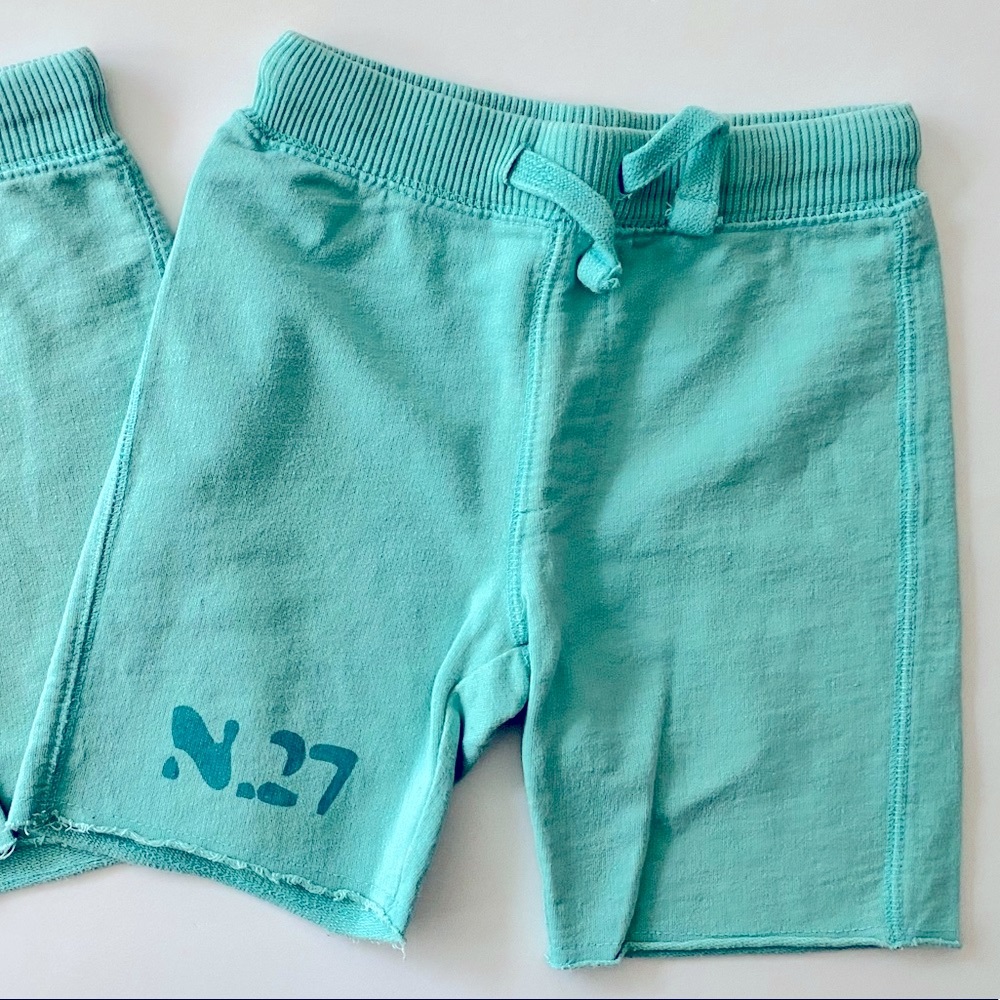 ZARA Boys Sweat-like shorts in Muted Turquoise. Sizes 3/4 and 4/5.
